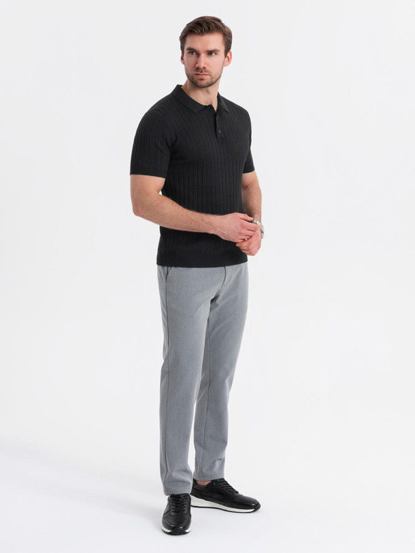 Ombre Clothing Мъжка slim fit поло риза от вискоза с вертикални ивици Ombre Clothing