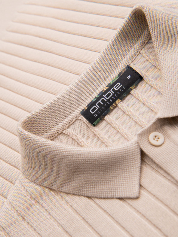 Ombre Clothing Мъжка slim fit поло риза от вискоза с вертикални ивици Ombre Clothing