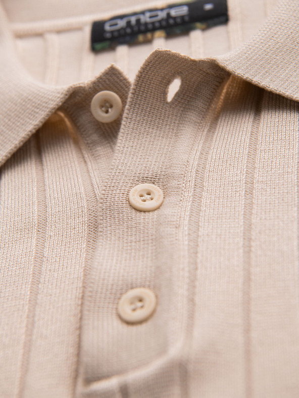 Ombre Clothing Мъжка slim fit поло риза от вискоза с вертикални ивици Ombre Clothing