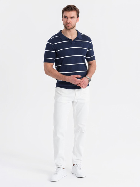 Ombre Clothing Мъжка поло риза от вискоза с хоризонтални ивици Ombre Clothing