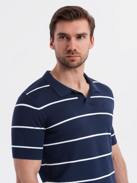 Ombre Clothing Мъжка поло риза от вискоза с хоризонтални ивици Ombre Clothing