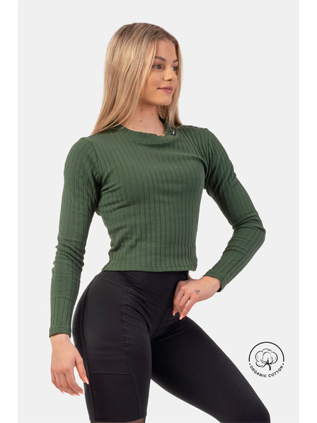 Nebbia Ребрести тениска с дълъг ръкав от органичен памук 415 Nebbia