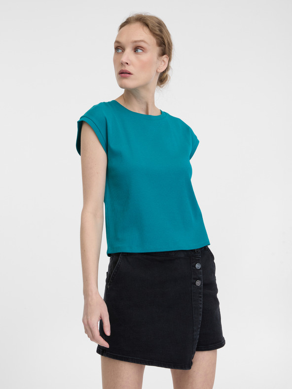 Orsay Тюркоазена дамска тениска с къс ръкав ORSAY