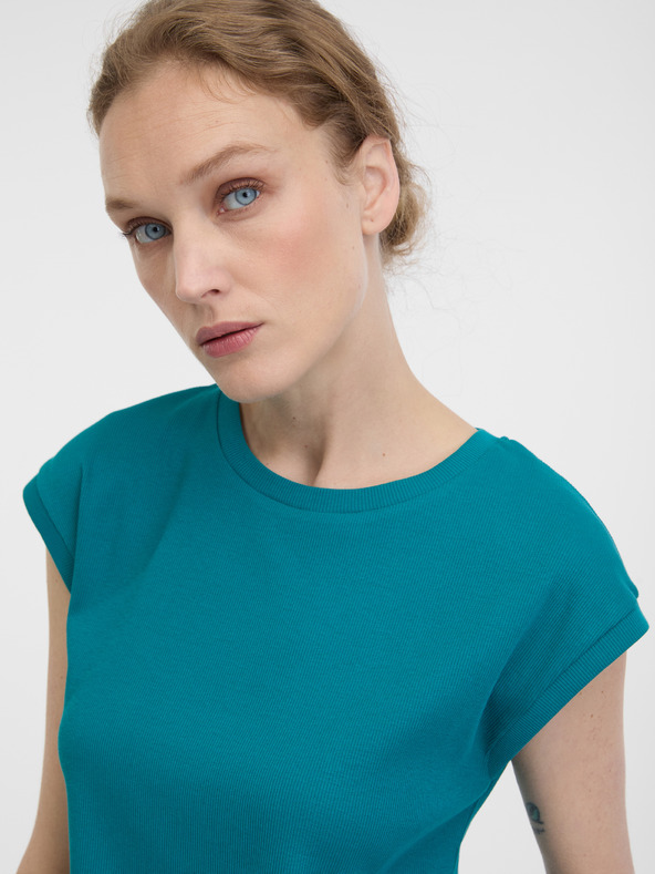 Orsay Тюркоазена дамска тениска с къс ръкав ORSAY