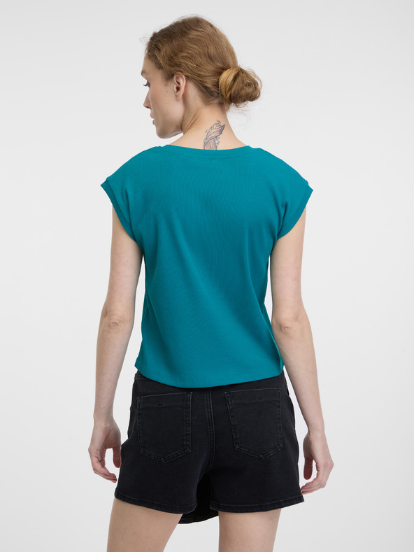 Orsay Тюркоазена дамска тениска с къс ръкав ORSAY