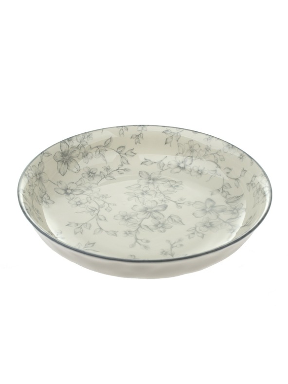 Casa de Engel Керамична дълбока чиния Ø 20 см - сиви цветя, 6/24