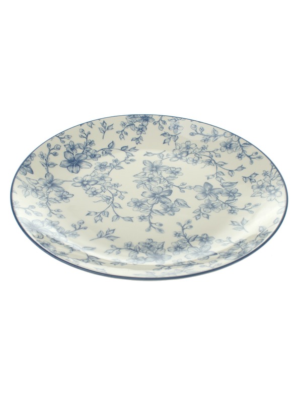 Casa de Engel Керамична чиния Ø 26 см - сини цветя, 6/12