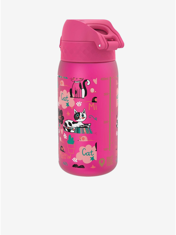 ION8 Тъмнорозова щампована бутилка Ion8 Leak Proof Cats (350 мл)