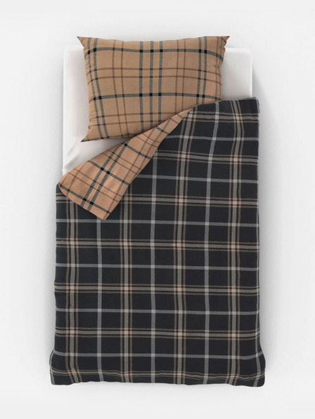 Kvalitex Памучен спален комплект Nordic Collection 140x200, 70x90cm Каре тъмнокафяво Kvalitex