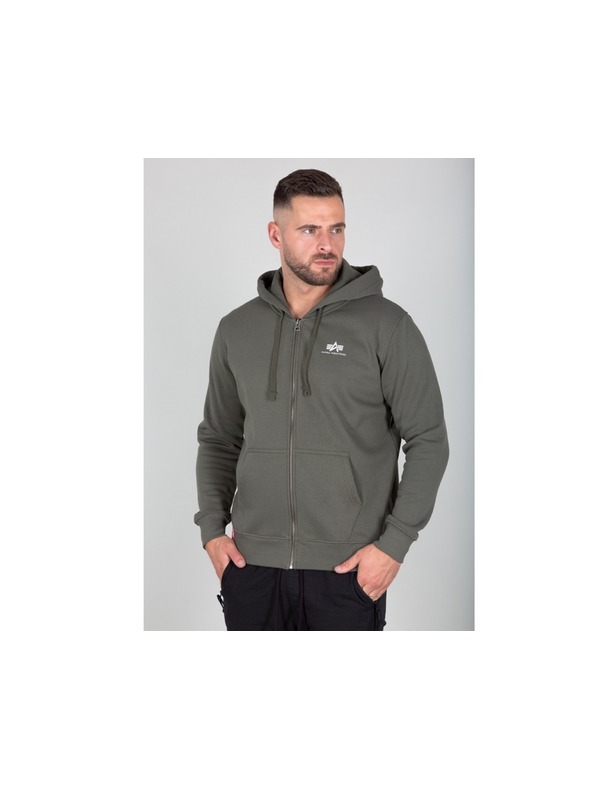 Alpha Industries Мъжки зелен суитшърт с качулка Alpha Industries Basic Zip hoodie Dark Olive