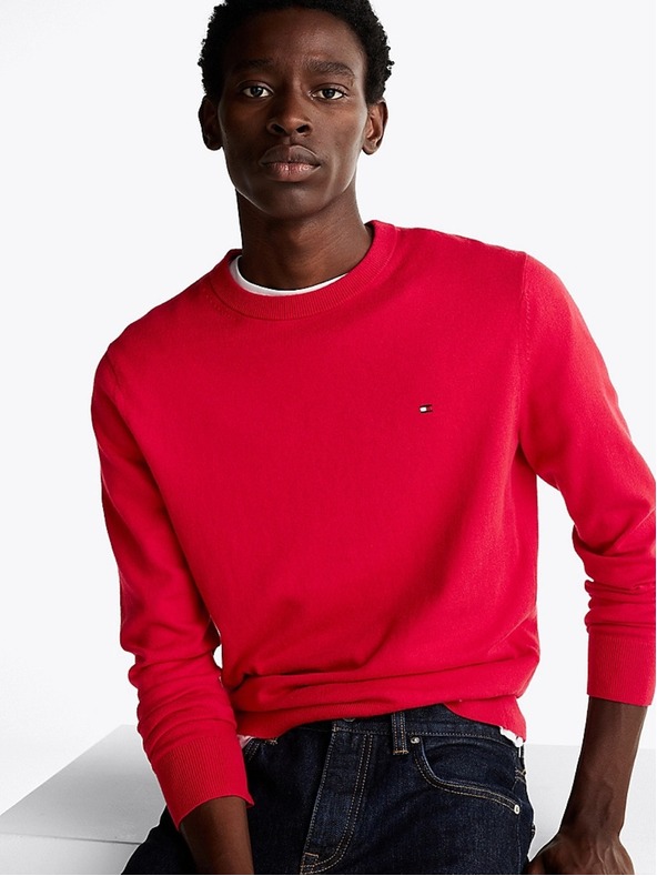 Tommy Hilfiger Мъжки червен пуловер Primary Red Tommy Hilfiger