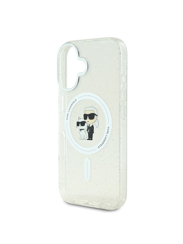 Karl Lagerfeld Karl Lagerfeld IML Glitter Karl and Choupette MagSafe Заден калъф за iPhone 16 Transparent