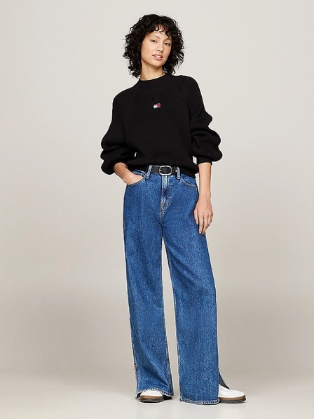 Tommy Jeans Дамски черен суитшърт Tommy Jeans Badge Rib-Knit Black