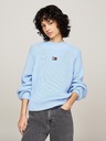 Tommy Jeans Дамски светлосин суитшърт Tommy Jeans Badge Rib-Knit Vessel Blue