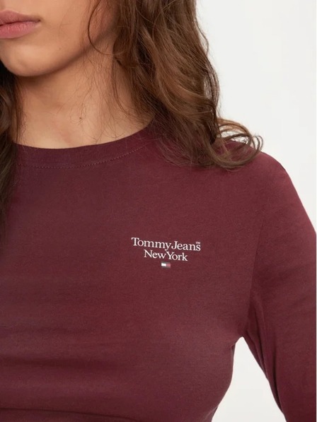 Tommy Jeans Дамска бордо тениска Tommy Jeans Deep Rouge