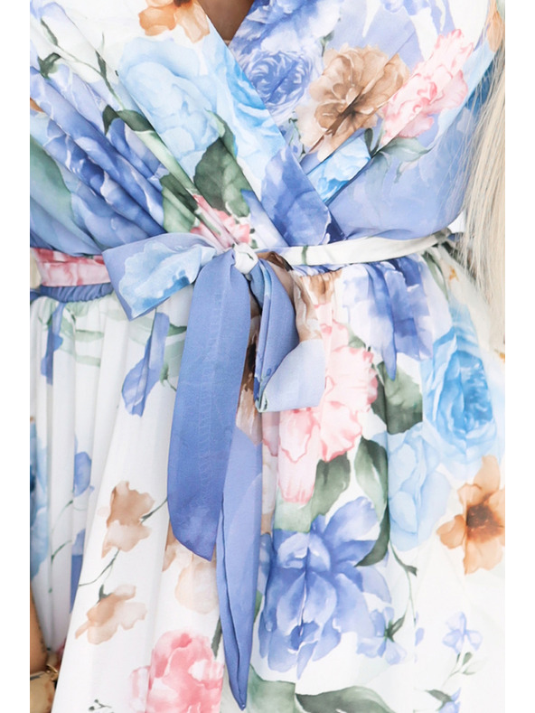 numoco Въздушни заламиращи макси рокли с цветен десен сини рози