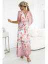 numoco Въздушни заламиращи макси рокли с цветен десен розови рози