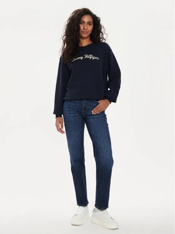 Tommy Hilfiger Дамски тъмно син винтидж пуловер Tommy Hilfiger