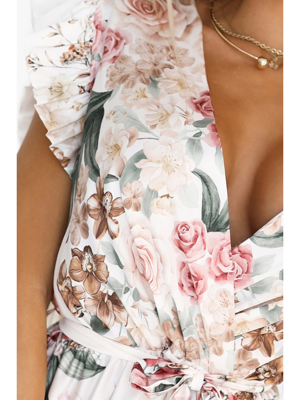 numoco Сатенена макси рокля с дълбоко деколте и цветен омбре десен