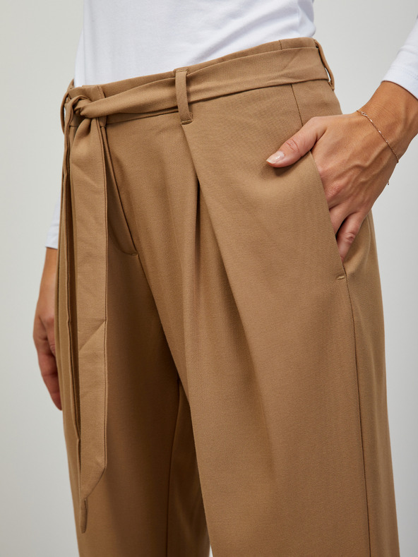 ZOOT.lab Бежов дамски скъсен панталон с връзки ZOOT.lab Alyza