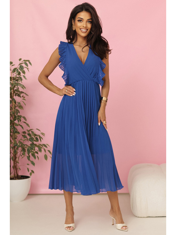 numoco EMILY плисирана рокля с воали и деколте