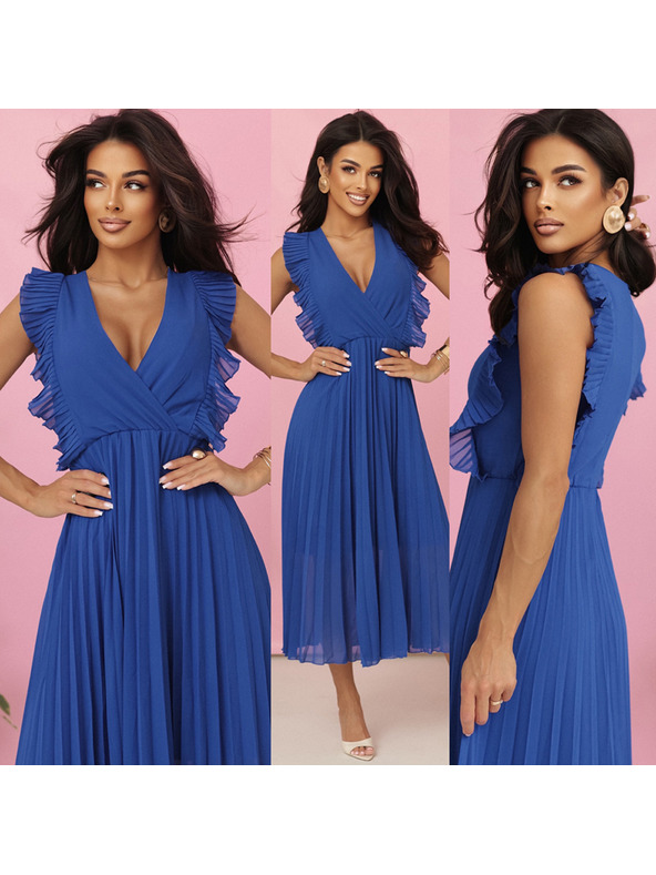 numoco EMILY плисирана рокля с воали и деколте