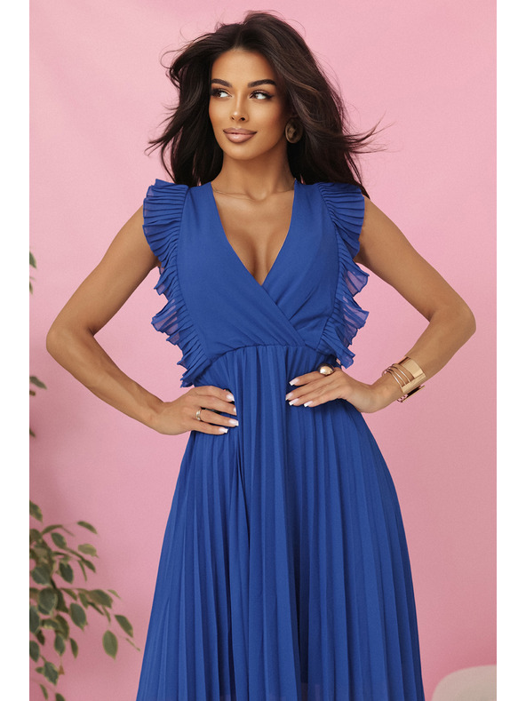 numoco EMILY плисирана рокля с воали и деколте