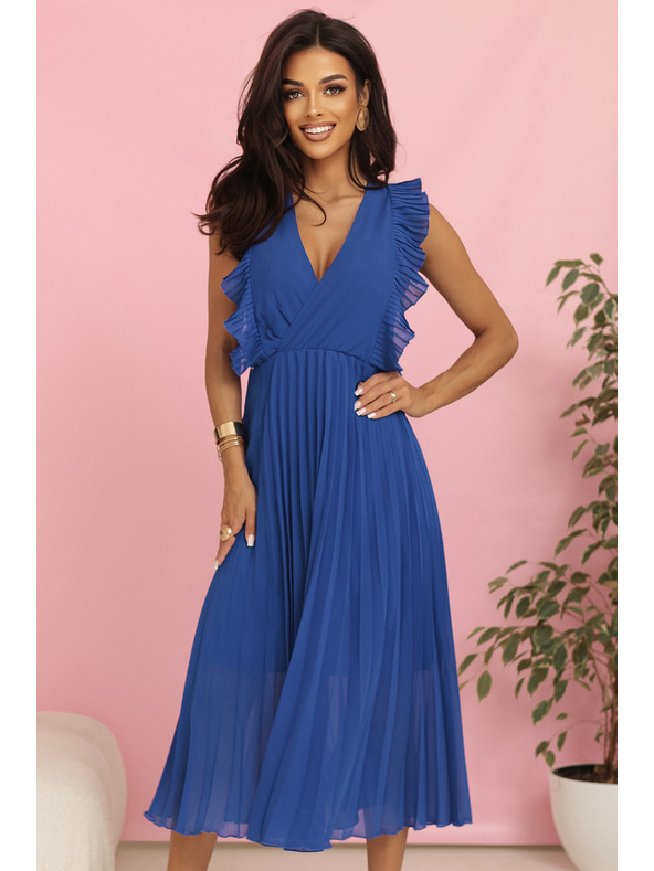 numoco EMILY плисирана рокля с воали и деколте