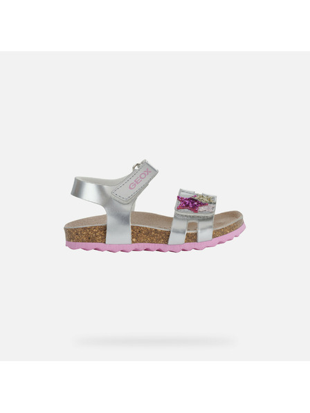 Geox Сребристи сандали Geox Chalki за момичета