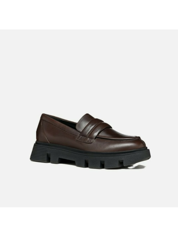 Geox Тъмнокафяви дамски мокасини Geox Vilde