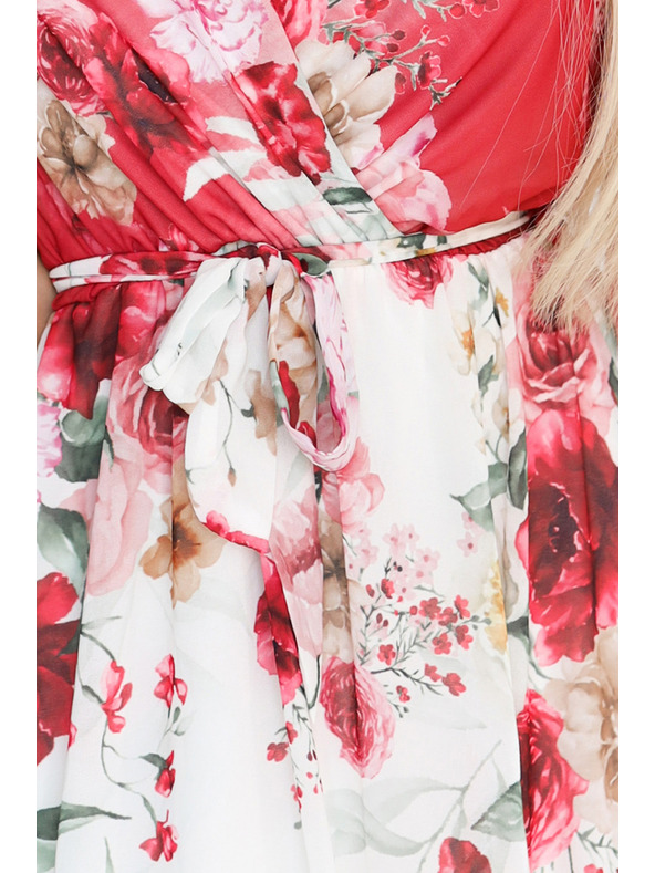 numoco Леки прегъващи се макси рокля с цветен десен червена роза