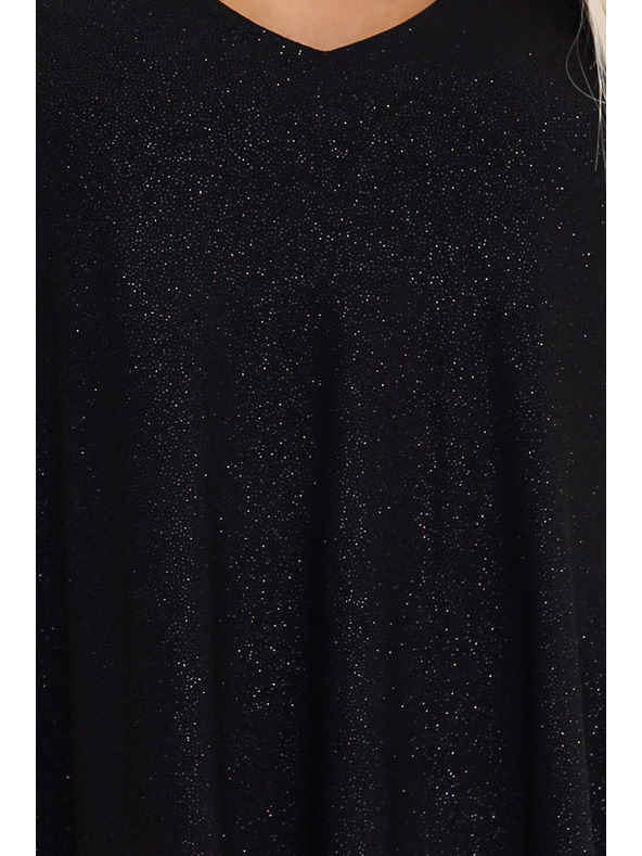 numoco Елегантна рокля с ръкави тип пеперуда - черна с брокат