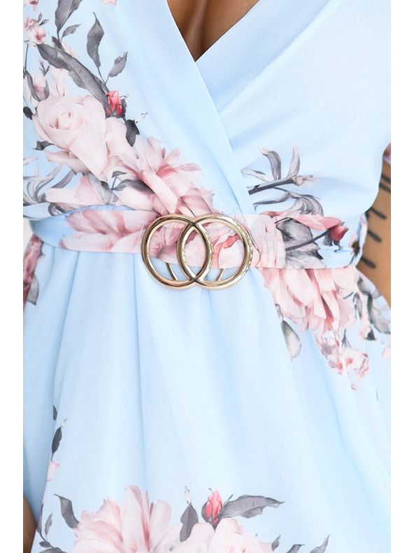 numoco Рокля PATRIZIA с прегъната деколте, колан и къс ръкав