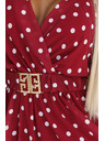numoco Съблазнителни бордо рокля с бели точки и декоративен колан