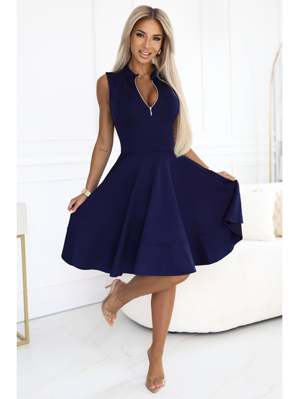 numoco Ексклузивна рокля с разширена долна част и златен цип