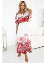 numoco Дълга лятна рокля с цветен червен омбре десен