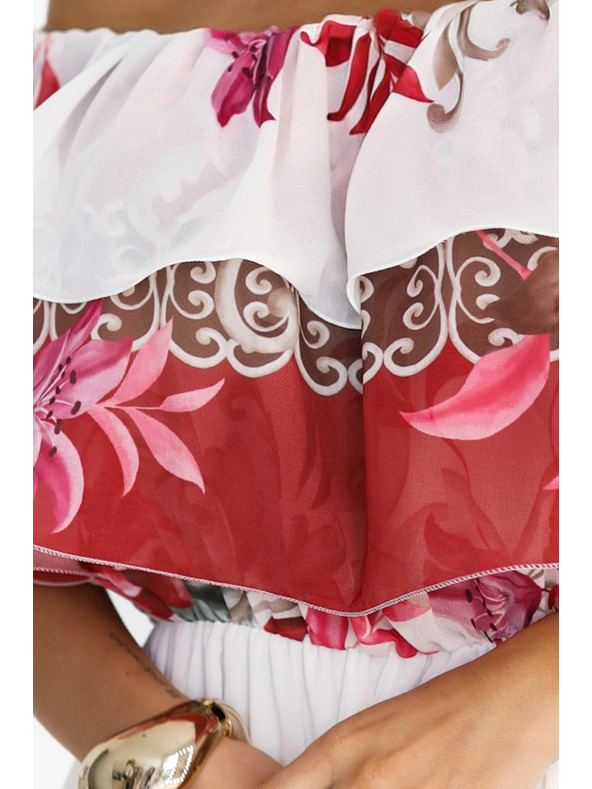 numoco Дълга лятна рокля с цветен червен омбре десен