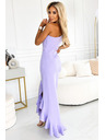 numoco Дълга лавандулова рокля с воланки и асиметрично деколте