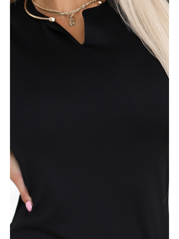 numoco Секси прилепнала рокля с къси ръкави и декоративен деколте