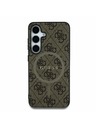 Guess Guess PU кожен 4G цветен пръстен MagSafe заден калъф за Samsung Galaxy S25 Brown
