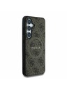 Guess Guess PU кожен 4G цветен пръстен MagSafe заден калъф за Samsung Galaxy S25 Brown
