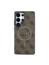 Guess Guess PU кожен 4G цветен пръстен MagSafe заден калъф за Samsung Galaxy S25 Ultra Brown