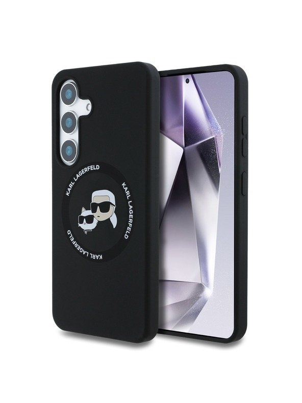 Karl Lagerfeld Karl Lagerfeld Течен силиконов K&CH Heads MagSafe заден калъф за Samsung Galaxy S25 Black