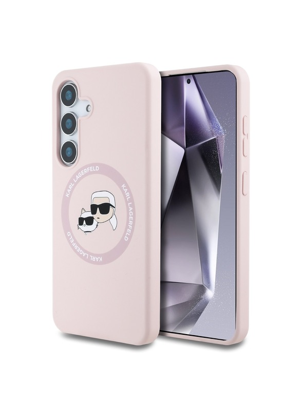 Karl Lagerfeld Karl Lagerfeld Течен силиконов K&CH Heads MagSafe заден калъф за Samsung Galaxy S25 Pink