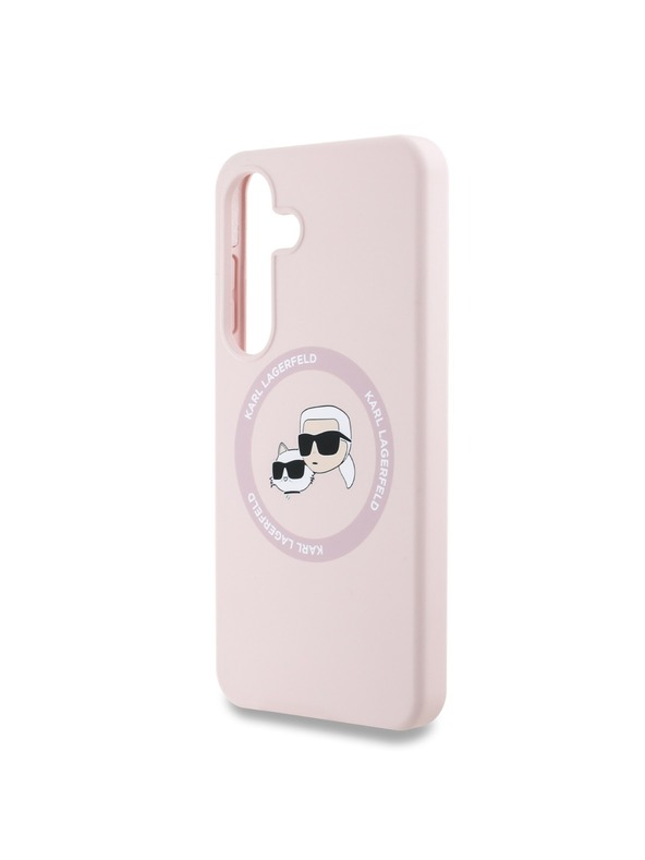 Karl Lagerfeld Karl Lagerfeld Течен силиконов K&CH Heads MagSafe заден калъф за Samsung Galaxy S25 Pink