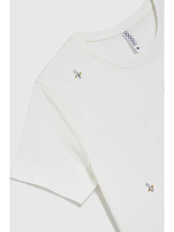 Moodo Бяла базова тениска с къс ръкав