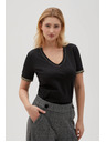 Moodo Черна базова тениска с V-образно деколте
