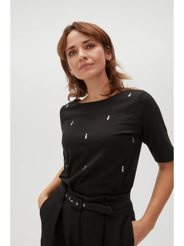 Moodo Черна щампована тениска