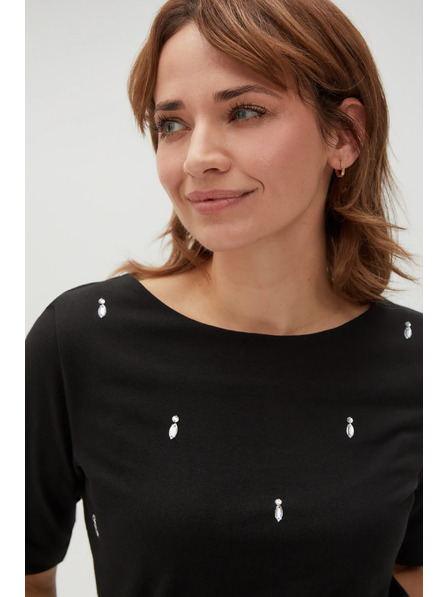 Moodo Черна щампована тениска