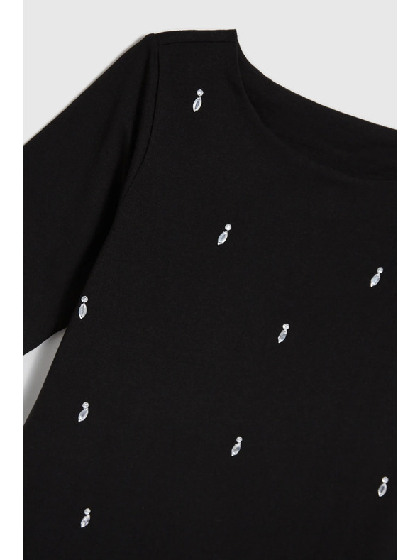 Moodo Черна щампована тениска